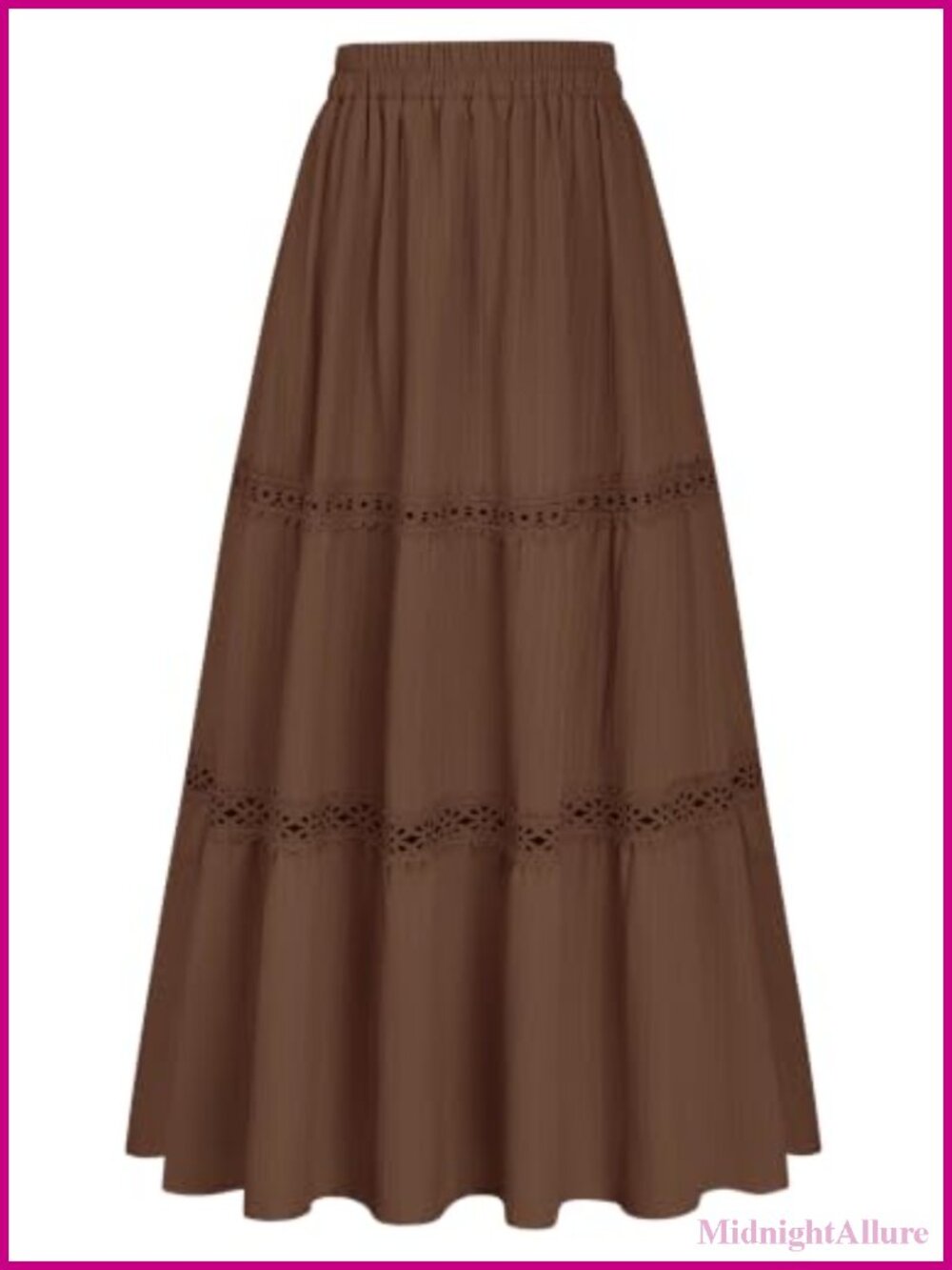 Women's High Waisted Boho Tiered Maxi Skirt with Pockets